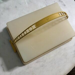 Vintage 70s Tupperware harvest gold 3-piece sheet cake carrier with handle